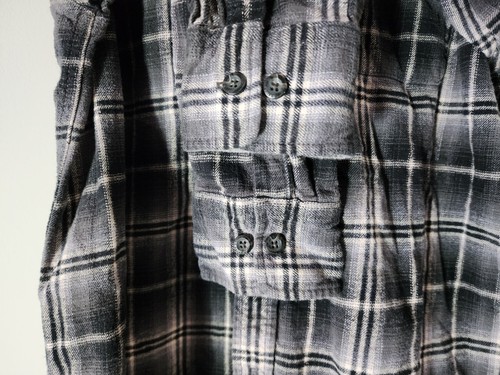 Eddie Bauer Mens Button Down Plaid Flannel Long Sleeve Shirt Gray - Size M - Picture 3 of 4