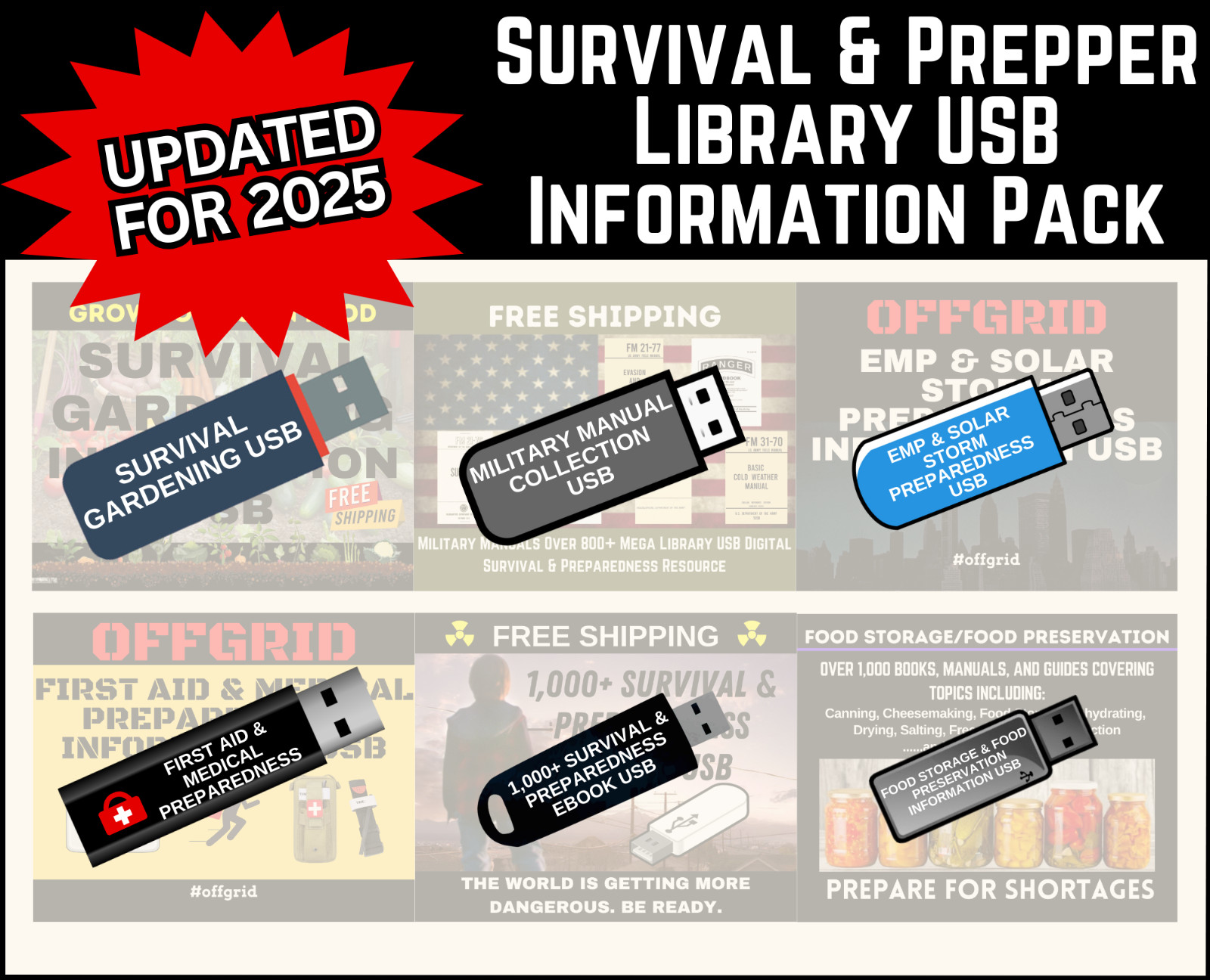 Essential Survival &Amp; Prepper Information Library Collection Usb - Get Ready