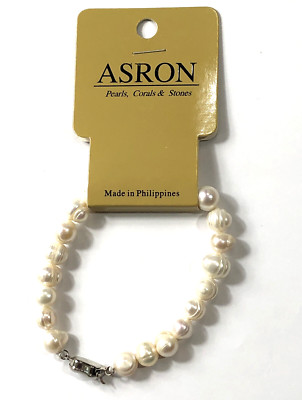 Asron Pearl Bracelet Gold Filled 8 mm to 11 mm 8 in Length - NWT