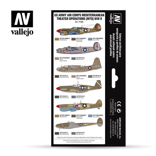 PINTURAS AERÓGRAFO - MODELO AIRE - CUERPO AÉREO DEL EJÉRCITO DE ESTADOS UNIDOS MTO SEGUNDA GUERRA MUNDIAL (8 x 17 ml) - 71183 - Imagen 2 de 2