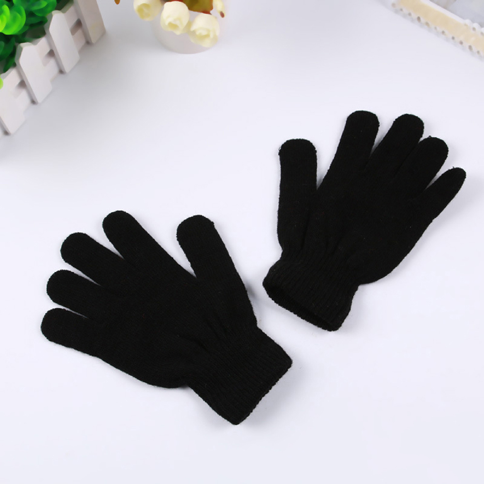 Mittens Solid Color Comfortable Unisex Full Finger Warm Mittens Simple ...