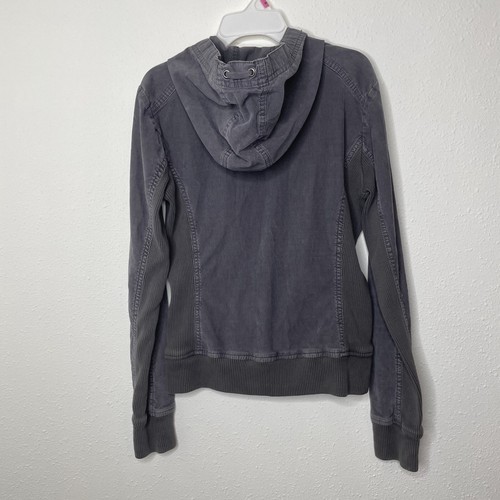 Chaqueta con Capucha Negra Cremallera Completa Basura Para Mujer Talla M Manga Larga Bolsillos Acanalados - Imagen 3 de 7