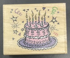 Birthday Special Occasion Cake Confetti Sweet Treat Dessert Wood Rubber Stamp