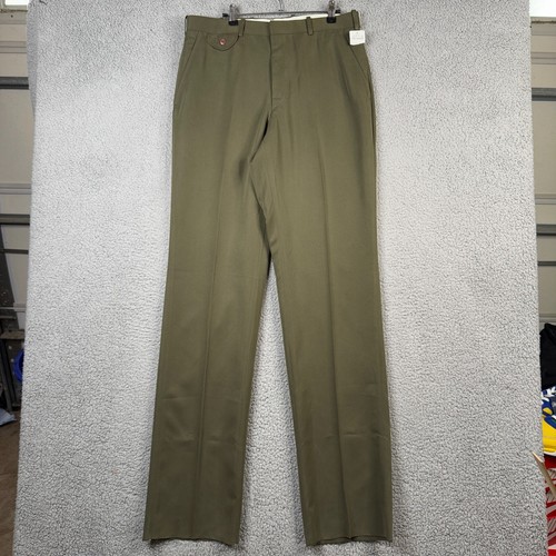 Orvis Pants Mens 34 Olive Green Soft Twill Vintage Deadstock Unhemmed Straight - 第 1/13 張圖片