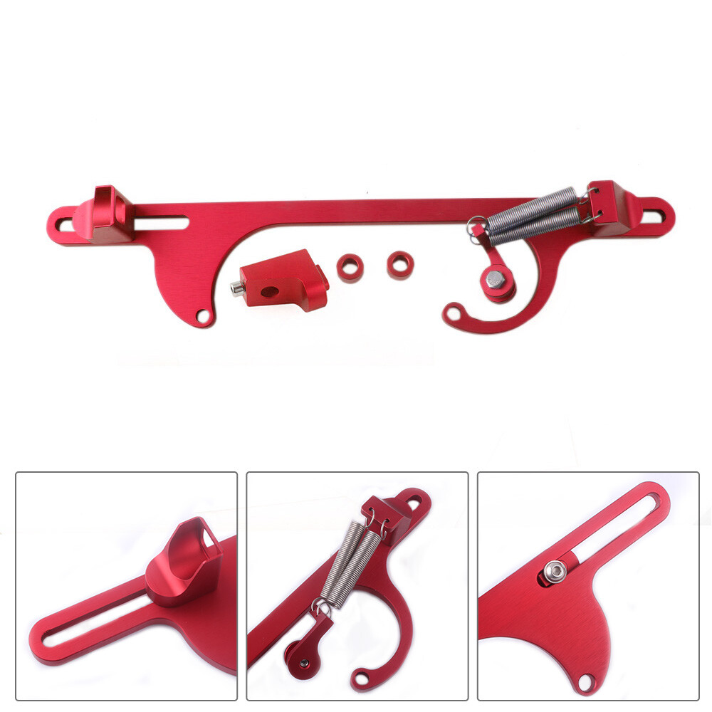 NEW Aluminum Red Throttle Cable Carb Bracket Carburetor 350 For Holley