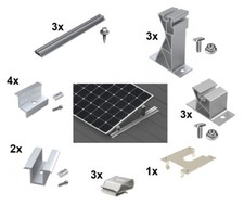 Kit montaggio 2 moduli solari tetti piani 30 35 40 mm pannello sandwich 0% fo...