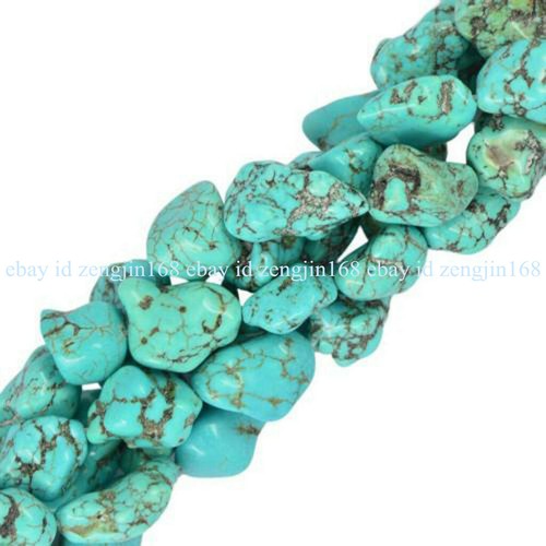 Pepita de piedras preciosas naturales turquesa 100 % reales cuentas sueltas cadena 15" AAA+ - Imagen 6 de 12