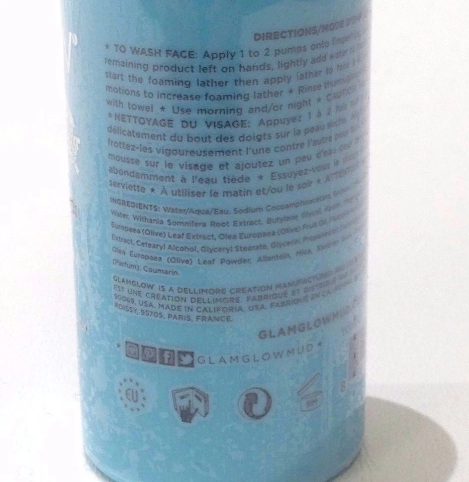 Limpiador hidratante diario GLAMGLOW barro a espuma azul 3 piezas Foto 3 de 4