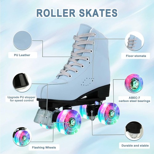 Rollschuhe für Damen, Frosted Rollschuhe verstellbar holografisch Damen 37 - Bild 2 von 9