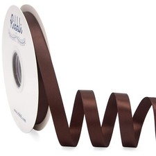 Coffee Brown Satin Ribbon Double Faced Satin 1/2 inch x Continuous 50 Yards-B...