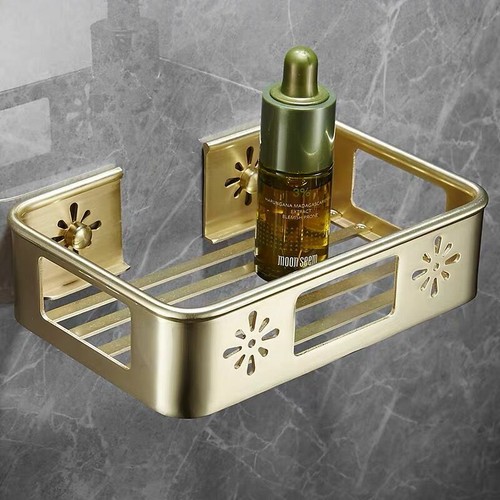 New Brushed Gold Metal Bathroom Wall Storage Rack Washstand Holder