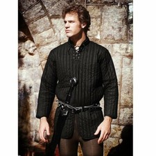 Medieval thick padded Black Gambeson coat Aketon Jacket Armor reenactment SCA I
