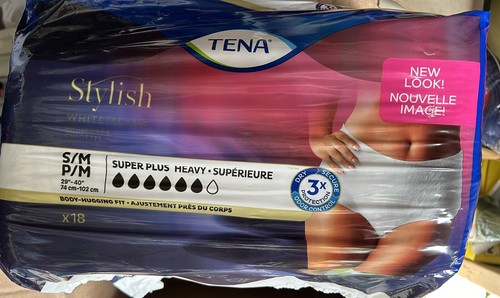 TENA Stylish White Underwear Super Plus Heavy Size Small / Medium 18 Ct ( 4 PK )