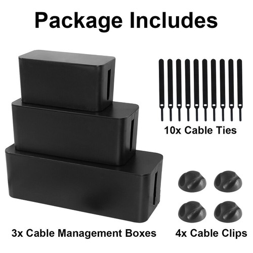 Cable Management Box Power Strip Cord Surge Protector Cover Organizer Hider Box - Picture 8 of 23