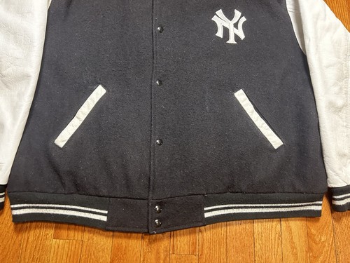 Vintage New York Yankees Mirage MLB Leather Arm Varsity Jacket Men’s 2XL - Picture 2 of 9