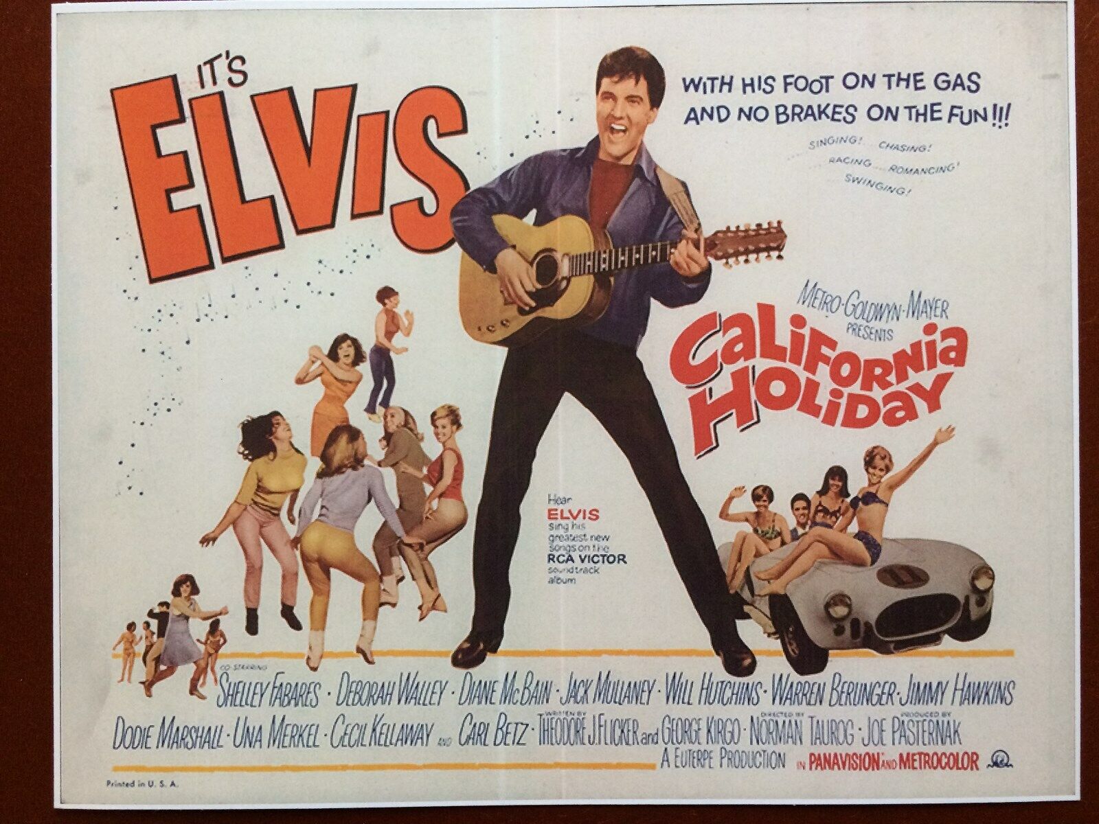 ELVIS IN Excellence SPINOUT HOLIDAY.TITLE CARD.REPRODUCTION.1966 CALIFORNIA Limited Special Price