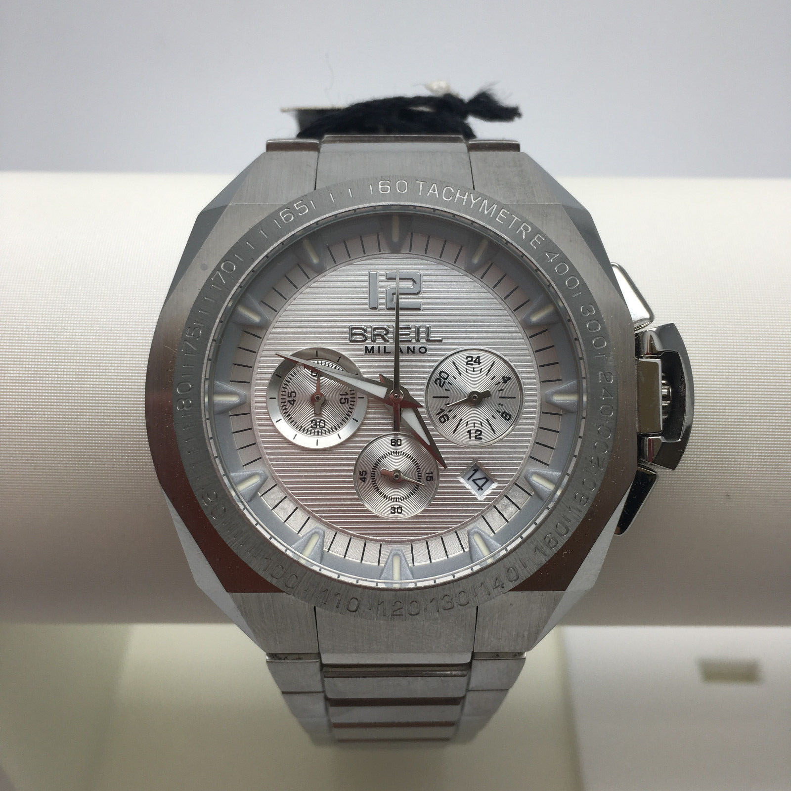 OROLOGIO BREIL da Uomo, cronografo, fondo argento e cinturino in acciaio BW0318