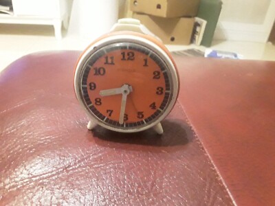 RARE ORANGE KIENZLE ALARM CLOCK CM. 6X6 NOT WORKING
