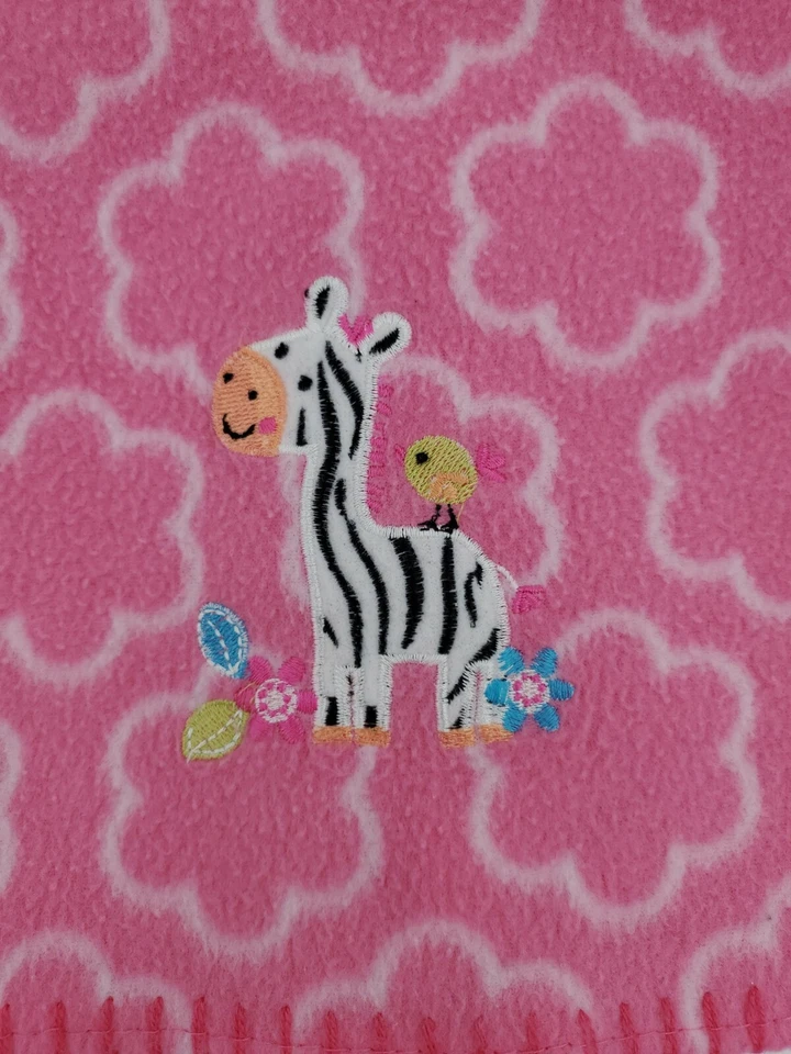 Manta de bebé Nojo Little Bedding rosa flores cebra cosida ribete seguridad niña B69 Foto 2 de 4