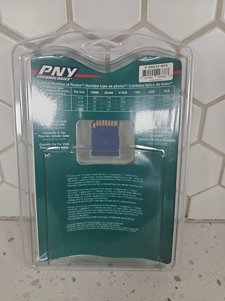 PNY 512MB SD Card - P-SD512-RF3 NEW - Image 2 of 2