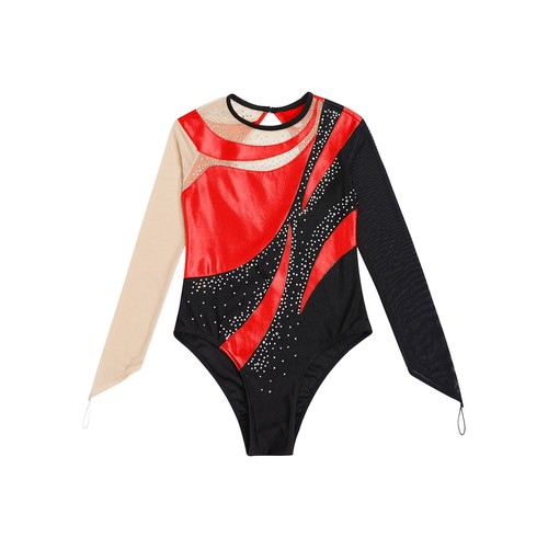 Kids Girls Dancewear Ice Skating Ballet Dance Leotard Shiny Dancing Jumpsuit - Picture 65 of 98