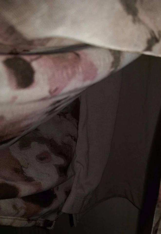 Camisa Top Mujer Simply Vera Wang Talla M Mediana Beige Rosa Marrón Manchado Foto 3 de 4