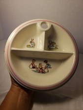 Vintage Excello Ceramic Divided Baby/Child Warming Plate/Dish Boy and Girl 1948