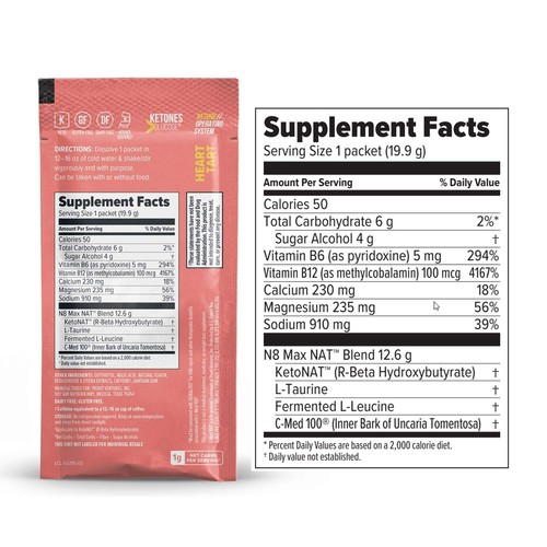 Pruvit keto OS Nat Heart Tart koffein exogenen Ketones Diät Fatburner wellness - Zdjęcie 7 z 16