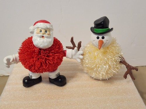 RARE VINTAGE VINYL RUBBER SANTA CLAUS & SNOWMAN CHRISTMAS SPIKE BALL FIGURE 4" - Picture 2 of 16