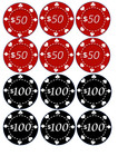 12 Casino Chips, poker edible paper, cupcake cookie toppers CHOOSE SIZE pre cut