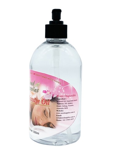 Pure Massage Oil 500ml + Pump, Water Dispersible H2Oil Premium Unscented - Bild 3 von 3