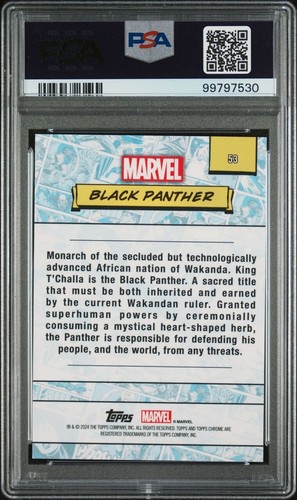 2024 Topps Chrome Marvel Sapphire Edition 53 Black Panther Blue Sapphire PSA - Picture 2 of 2