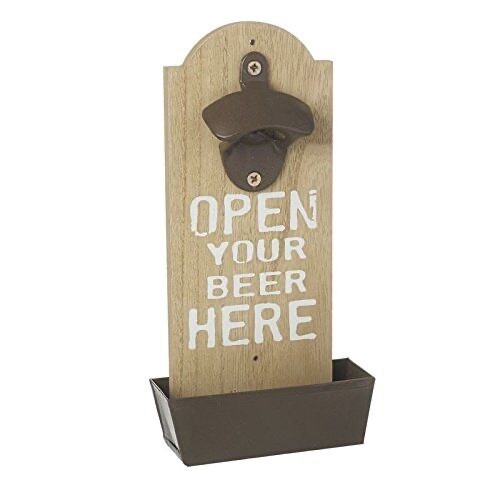 Wall Mounted Beer Bottle Opener With Cap Catcher Home Bar Drinks Accessory - Picture 1 of 1