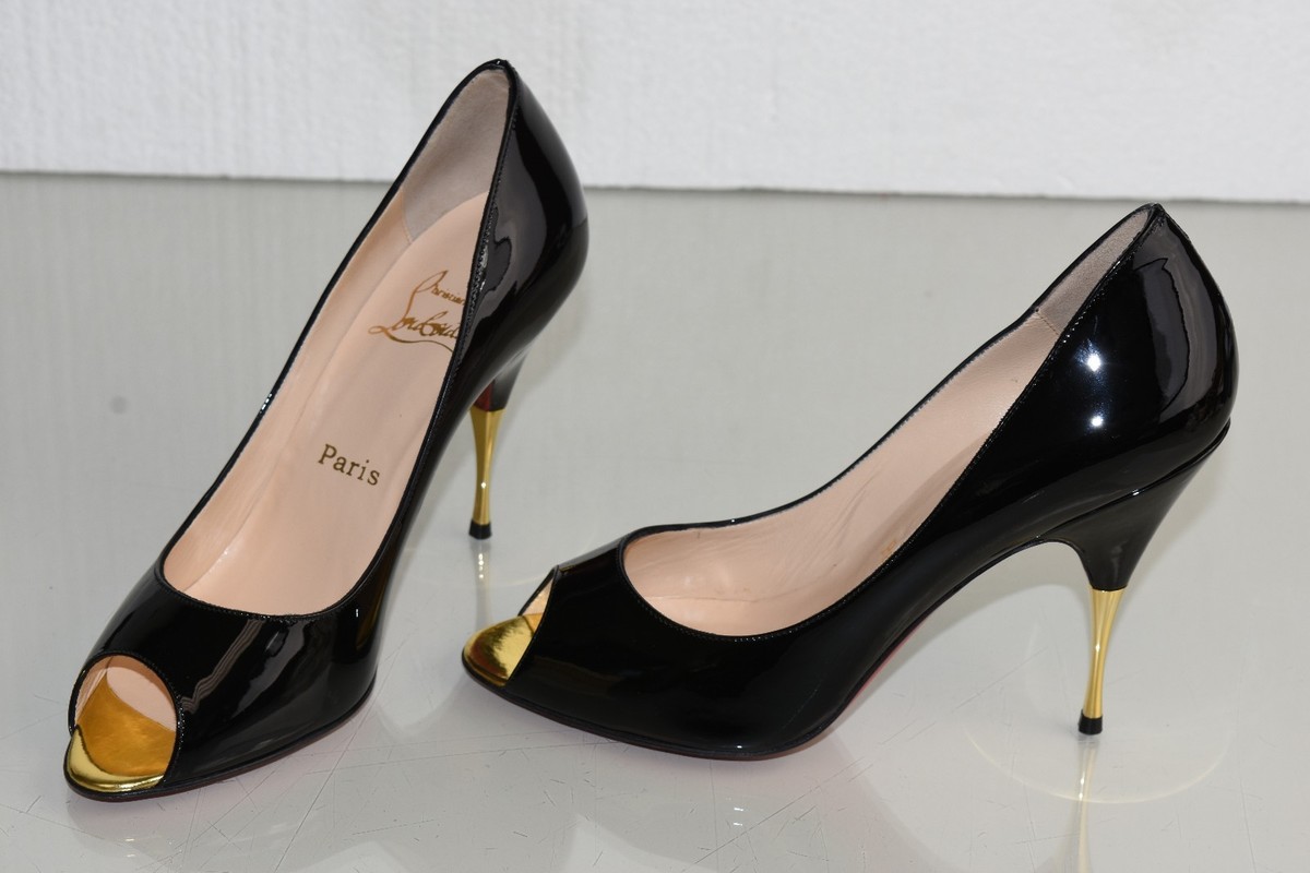 NEW Christian Louboutin YOYOSPINA 100 Black Patent Leather 
