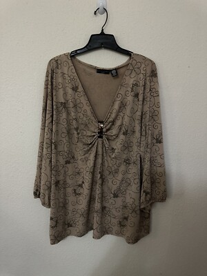 apostrophe top woman brown floral 24 26 W