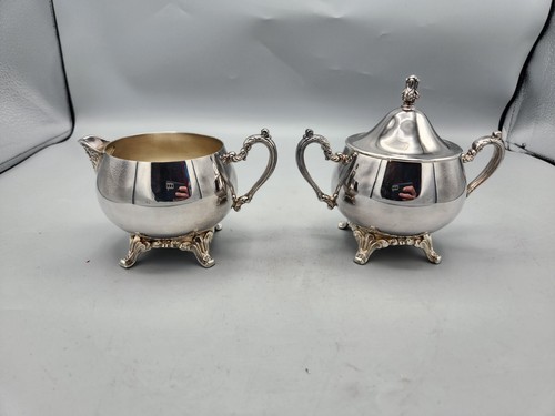 Vintage, Oneida Silver Plate Suger, and Creamer Set, Baronet Pattern - 第 1/15 張圖片