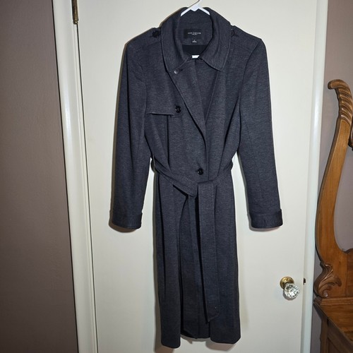 Ann Taylor Dark Gray Women's Size Large Trench Coat with Pockets