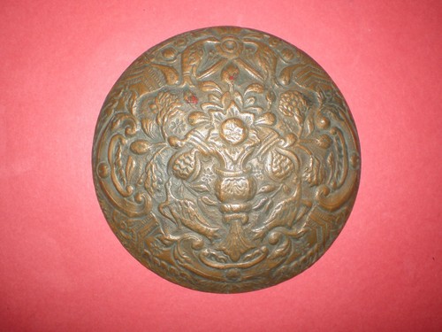 Kupferapplikation mit Tier- und Pflanzenornamenten des 19. Jahrhunderts - SEHR SELTEN! - Bild 1 von 12