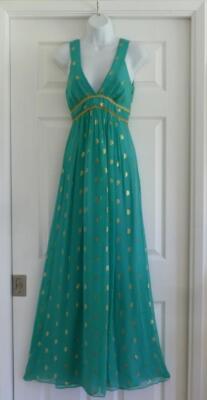 Original MILLY Turquoise Silk Chiffon+Metal Gold Goddess Maxi Gown~0~XS $425 EUC | eBay Original MILLY Turquoise Silk Chiffon+Metal Gold Goddess Maxi Gown~0~XS $425 EUC | eBay