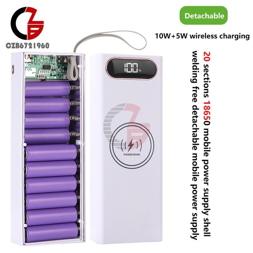 20x 18650 Battery Power Bank Case LCD Display Wireless Fast Charger Box 22.5+15W - Picture 2 of 30