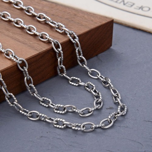 Real Solid 925 Sterling Silver Chain Men Women Twill Oval Cable Link Necklace - Bild 2 von 13