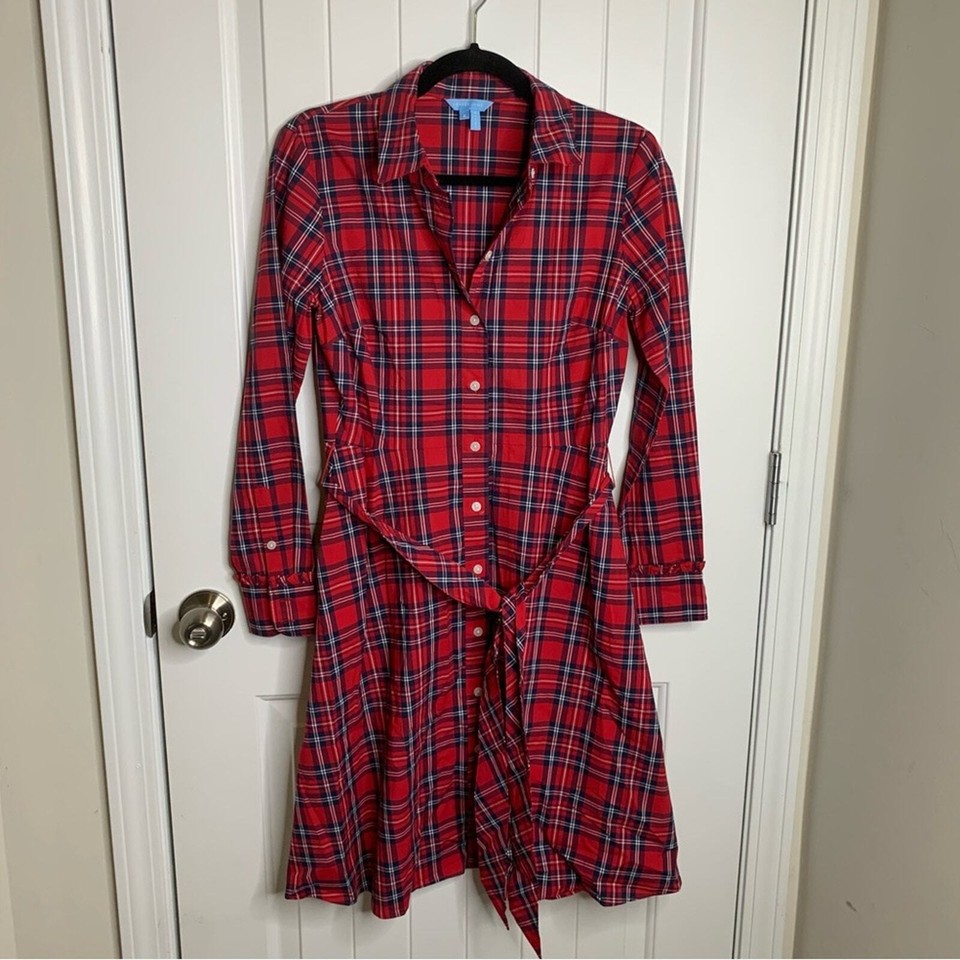 Draper James carly Shirt dress red tartan size 2 holidays eBay