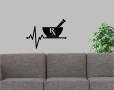 Mortar Pestle Lifeline Sticker Wall Decal TP 1180 art decor Pharmacy pharmacist