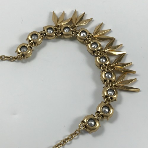 NEW Gold NECKLACE J CREW Yellow & Blue Aurora Borealis Rhinestones 18"-21" + Bag - Picture 7 of 10