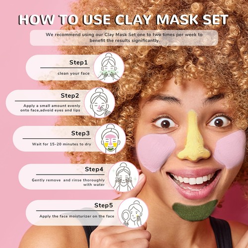 ANAI RUI Turmeric Vitamin C Clay Mask -Rose Facial Mask -Avocado Green Tea Mu... - Picture 6 of 9