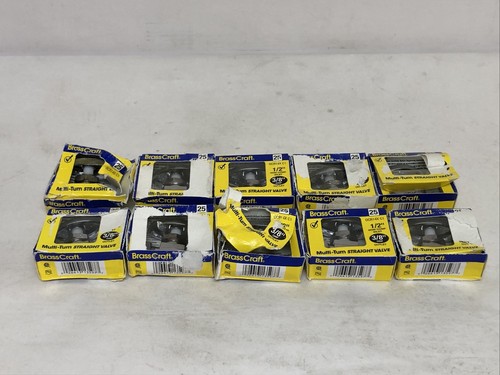 Lot Of (10) BrassCraft C1 Straight Stop Water Supply Line Valve 1/2" x 3/8"