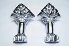 READ! Lot of 2 LION PAW CLAWFOOT TUB FEET Chrome Cast Iron Ships FREE