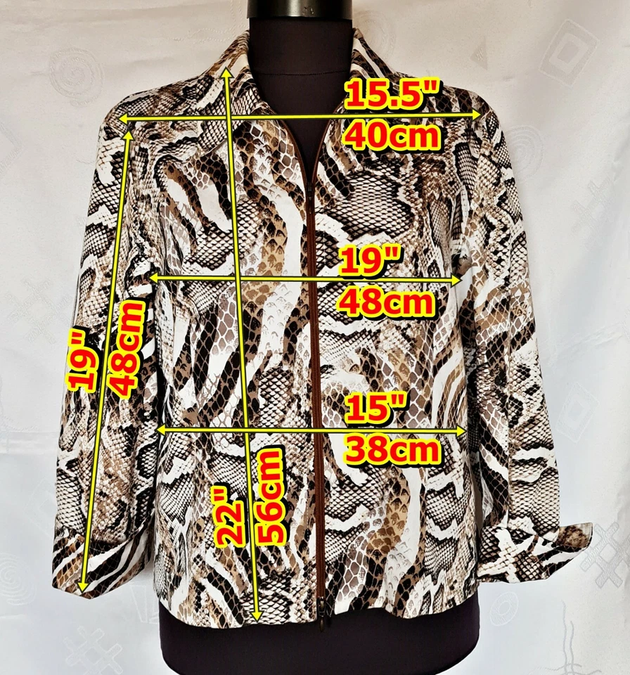 AUTHENTIC JOSEPH RIBKOFF ANIMAL ART BROWN BLACK WOMEN'S JACKET SIZE US10 EU38 - Image 2 of 4