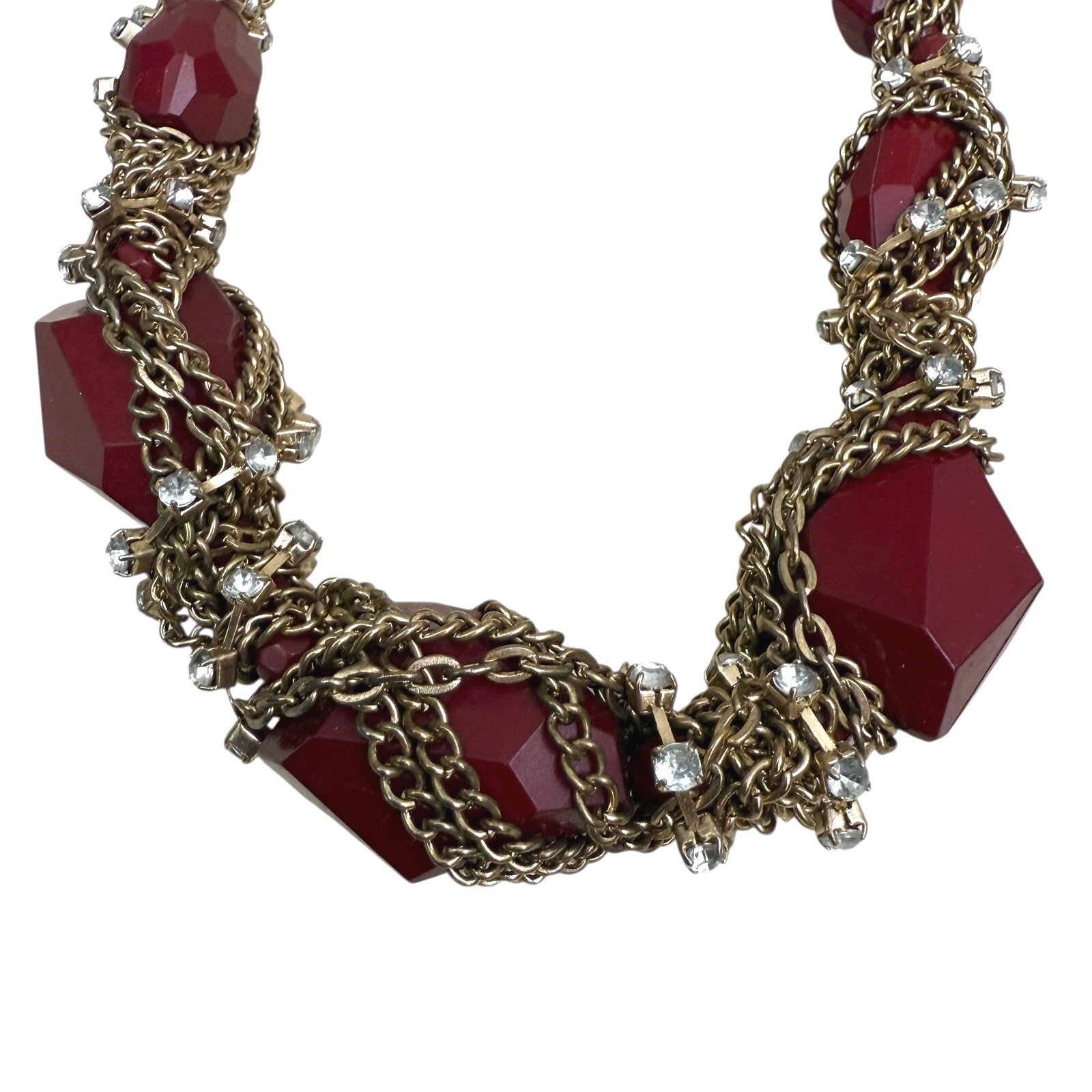 Faceted Ruby Red Acrylic Chunky Beaded Statement … - image 5