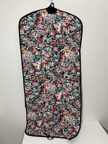Vintage floral garment bag canvas nylon lined dust cover dress cover - Picture 6 of 6